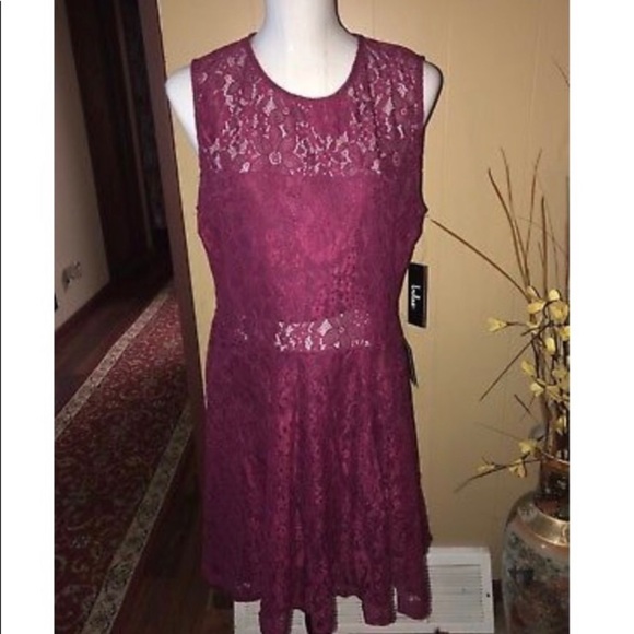 EVERLEIGH WINE RED LACE SKATER DRESS SIZE M NWT - Picture 5 of 5